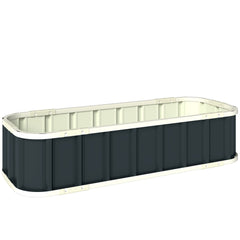 Outsunny Galvanised Raised Garden Bed, 4.5 x 2 x 1 ft Metal Planter with Gloves and Folded Edging, Dark Grey