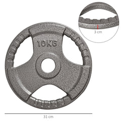 HOMCOM Set of 2 Cast Iron Weight Plates for 2"/5cm Hole Dumbbell Handle Bar, Barbell Weight 2 x 10kg