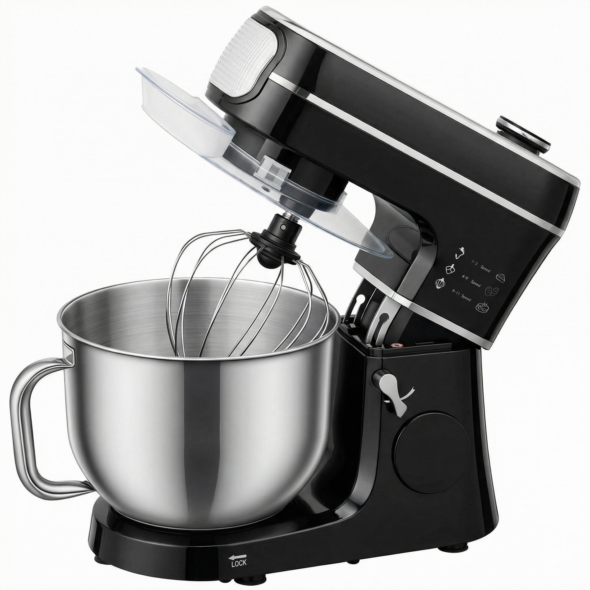 HOMCOM Stand Mixer, 6L 1400W Tilt-Head Food Mixer with 11 Speeds, Pulse & Fermentation Function, LED Display, Black