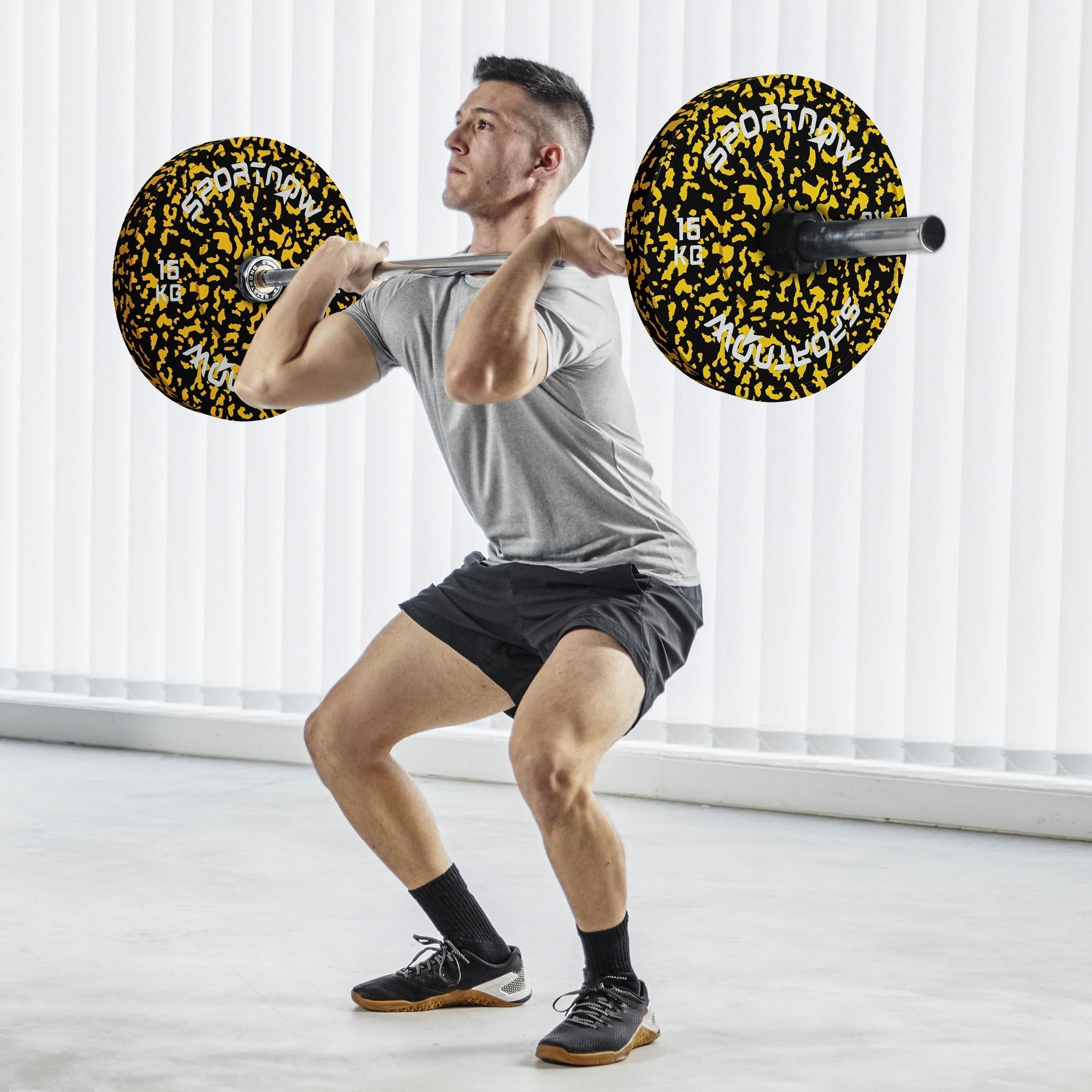 SPORTNOW Olympic Weight Plates with 5cm Holes, for Weight Lifting, 2 x 15KG