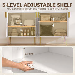 HOMCOM Modern Kitchen Cupboard, Storage Cabinet with 2 Doors, Adjustable Shelf and Metal Legs, White