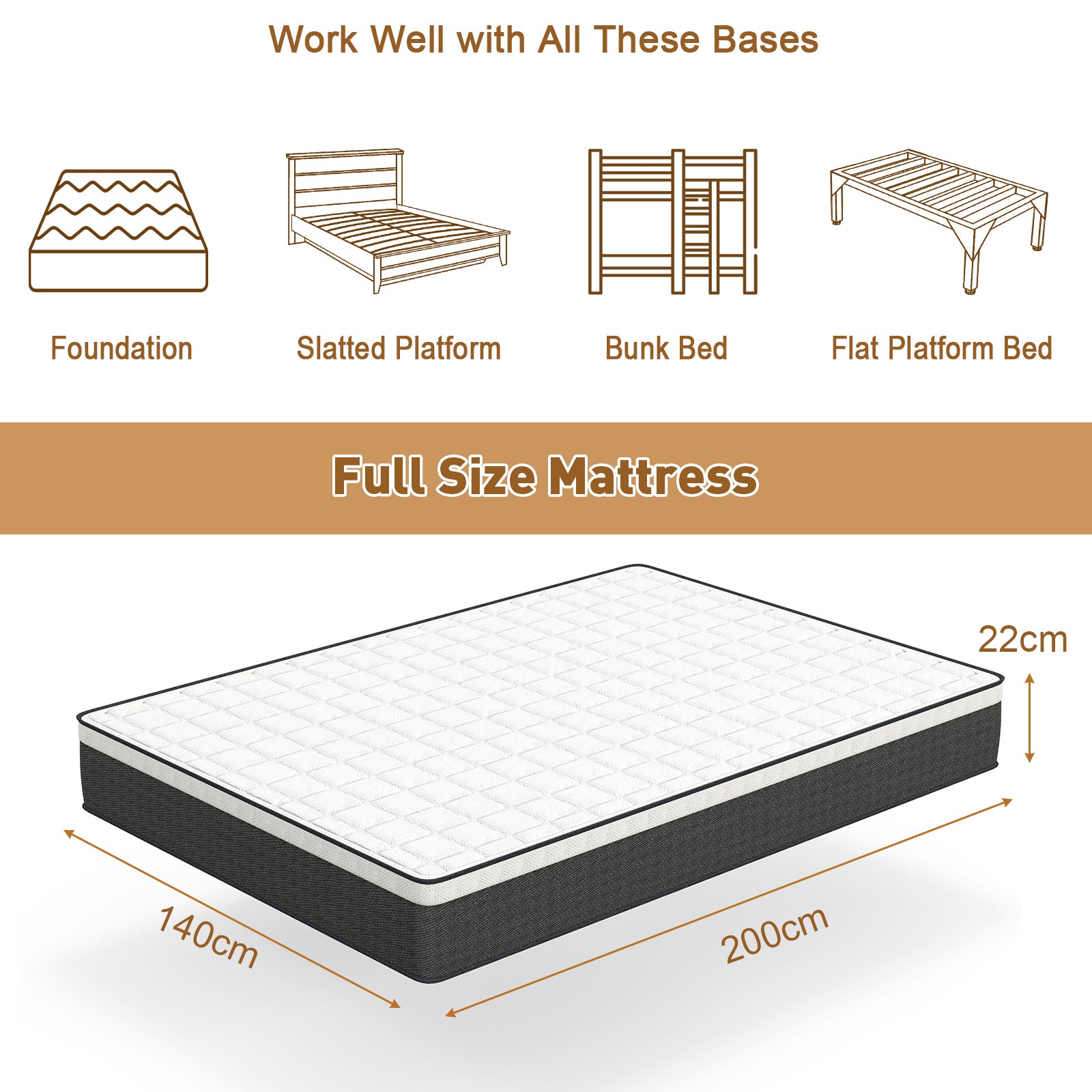 23cm High Density Foam Box-spring Mattress in a Box