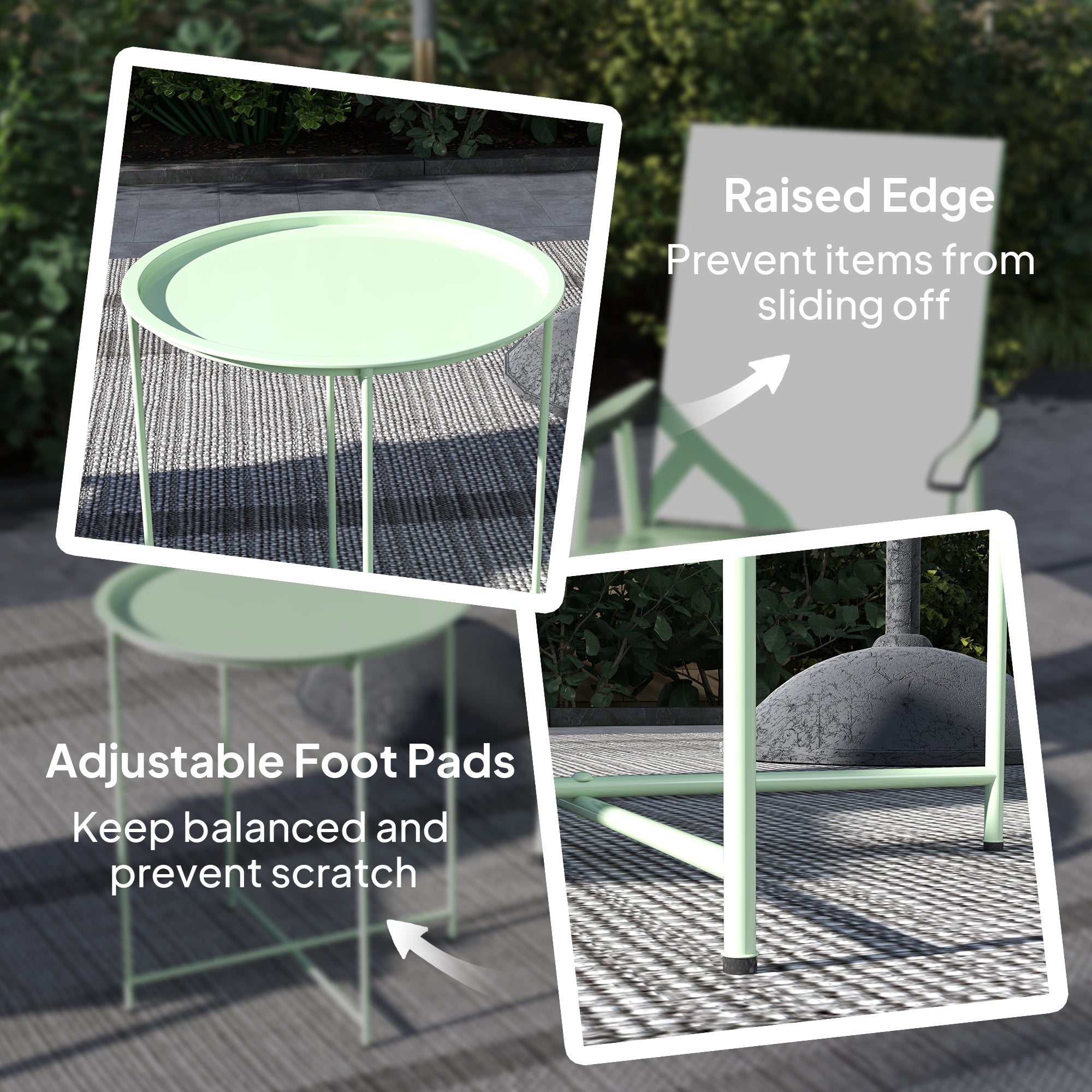 Outsunny Steel Removable Tray Top Garden Table - Green