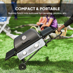 Outsunny Two-Burner Portable Suitcase BBQ in Black