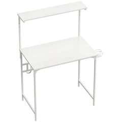 HOMCOM Computer Desk, 80cm Home Office Study Table with Hutch Shelf, Cup Holder, Headphone Hook, White