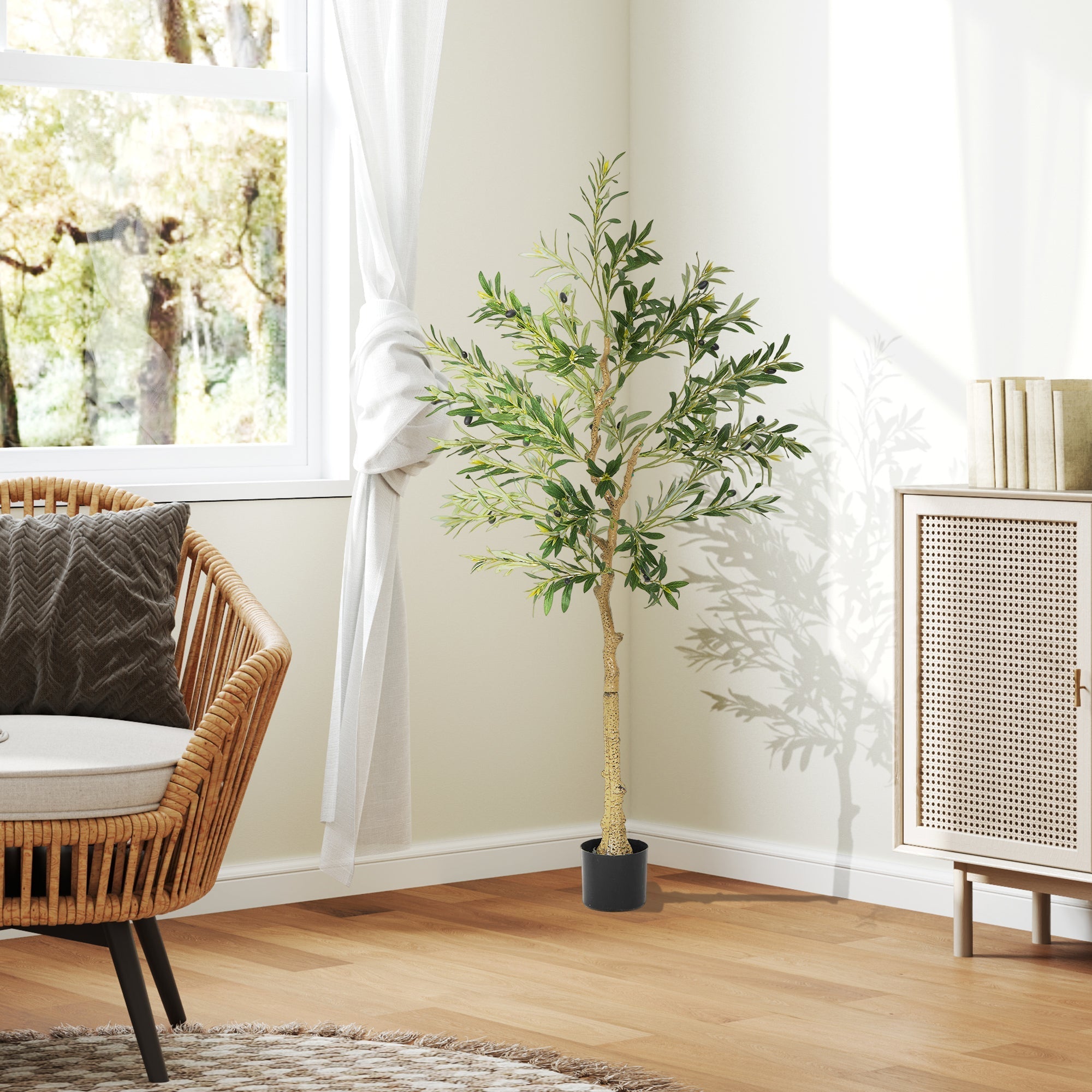 HOMCOM Silk Leaf Artificial Olive Trees