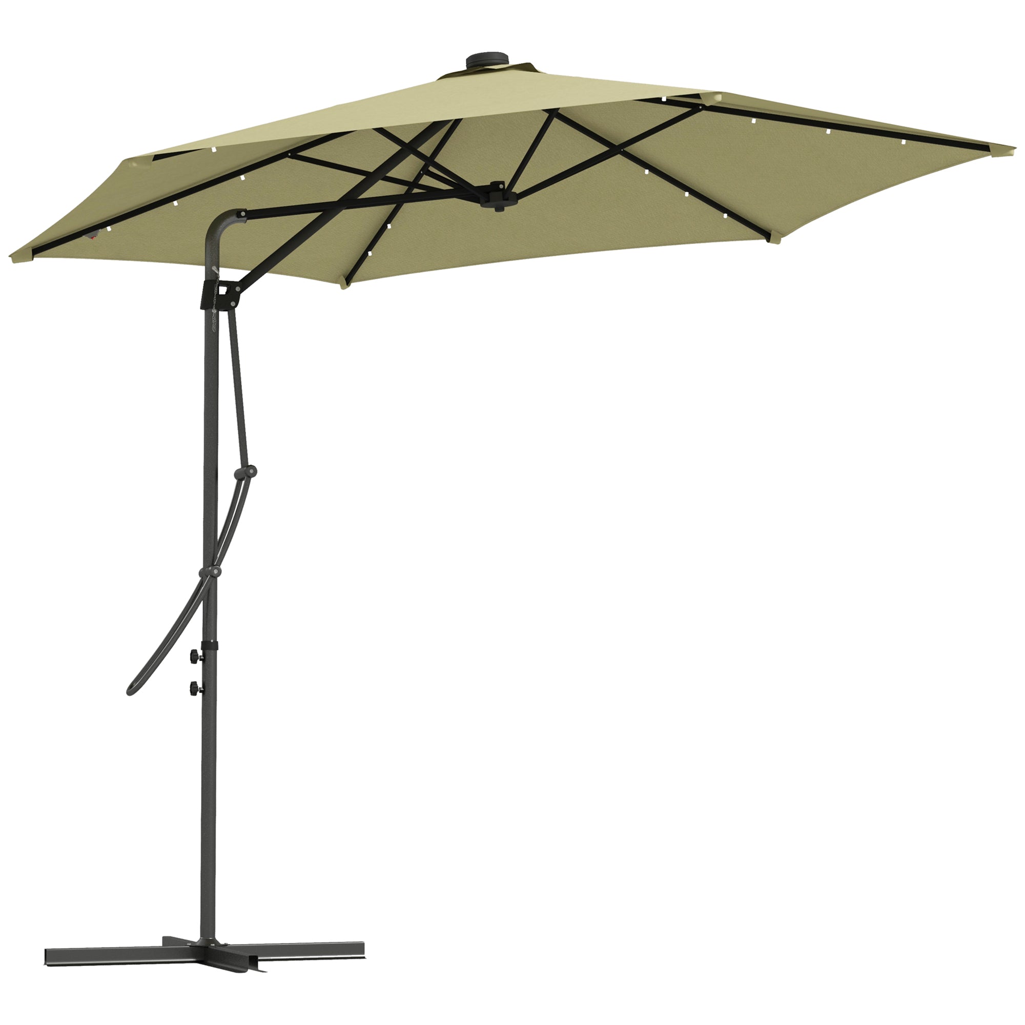 Outsunny 3(m) Solar LED Cantilever Parasol - Beige