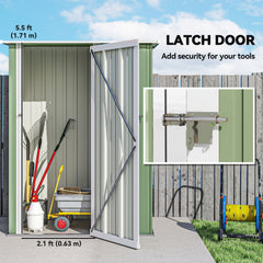 Outsunny 5ft x 3ft Metal Garden Storage Shed, Outdoor Tool Shed with Sloped Roof, Lockable Door for Tools, Equipment, Light Green