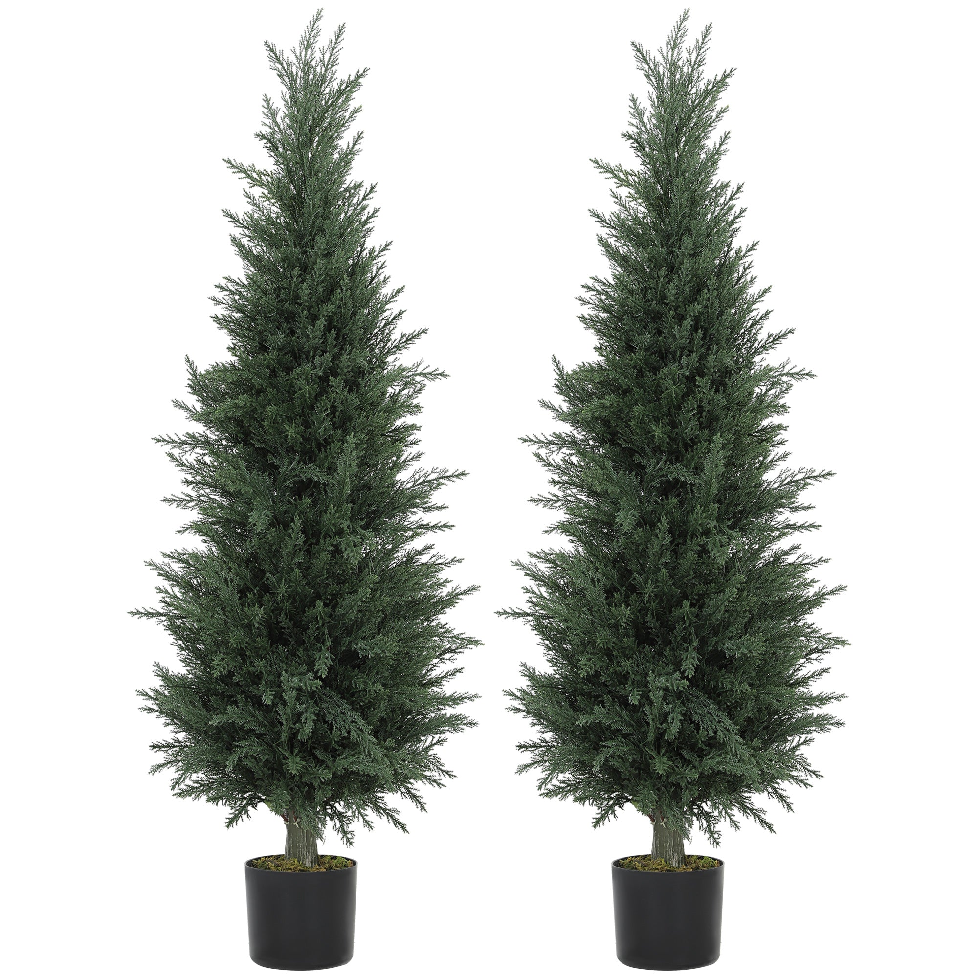 HOMCOM Set of Two Artificial Cypress Trees - Green