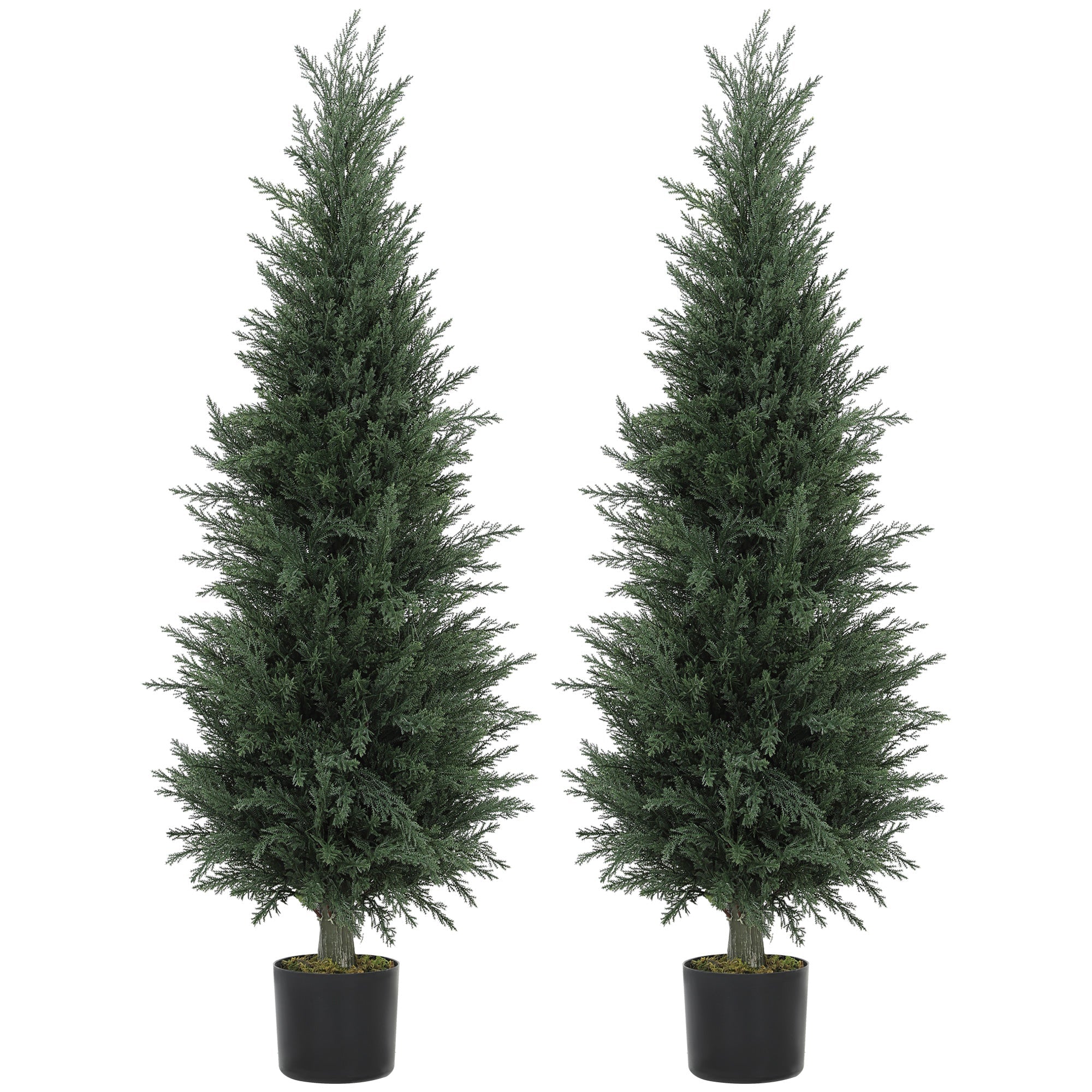 HOMCOM Set of Two Artificial Cypress Trees - Green