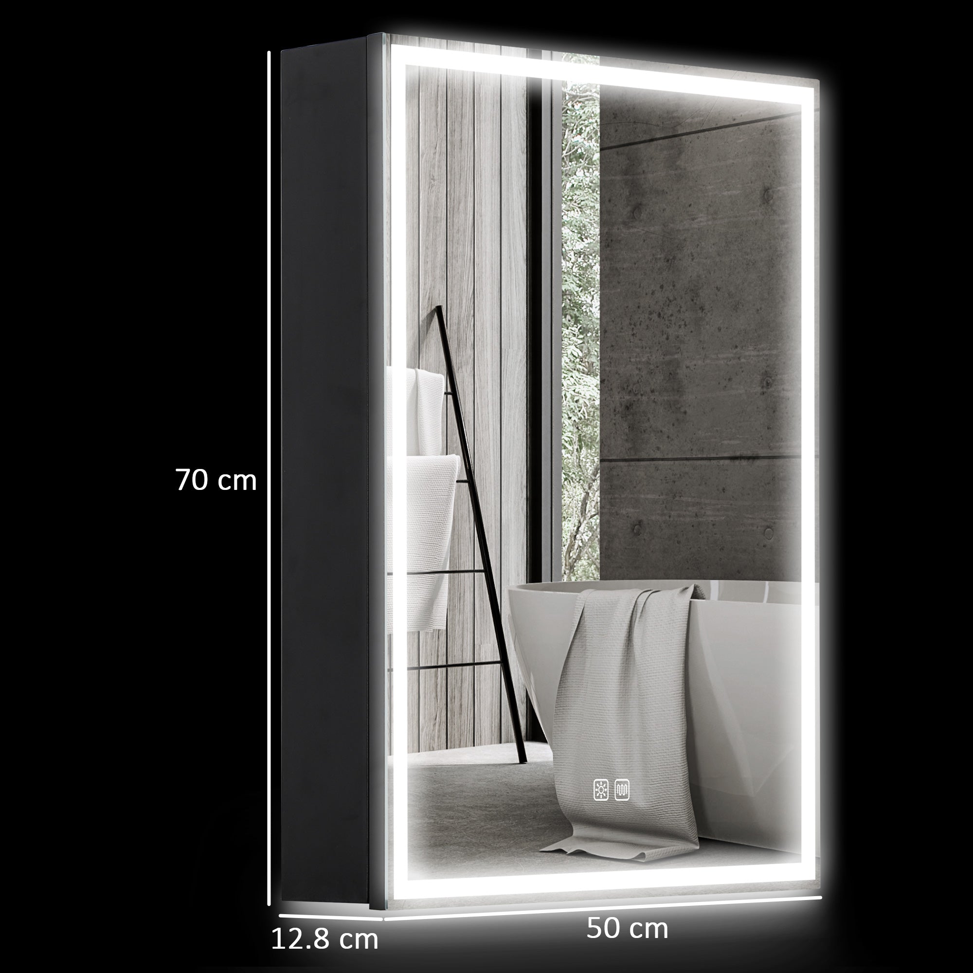 HOMCOM LED Mirror Bathroom Cabinet, with Shaver Socket
