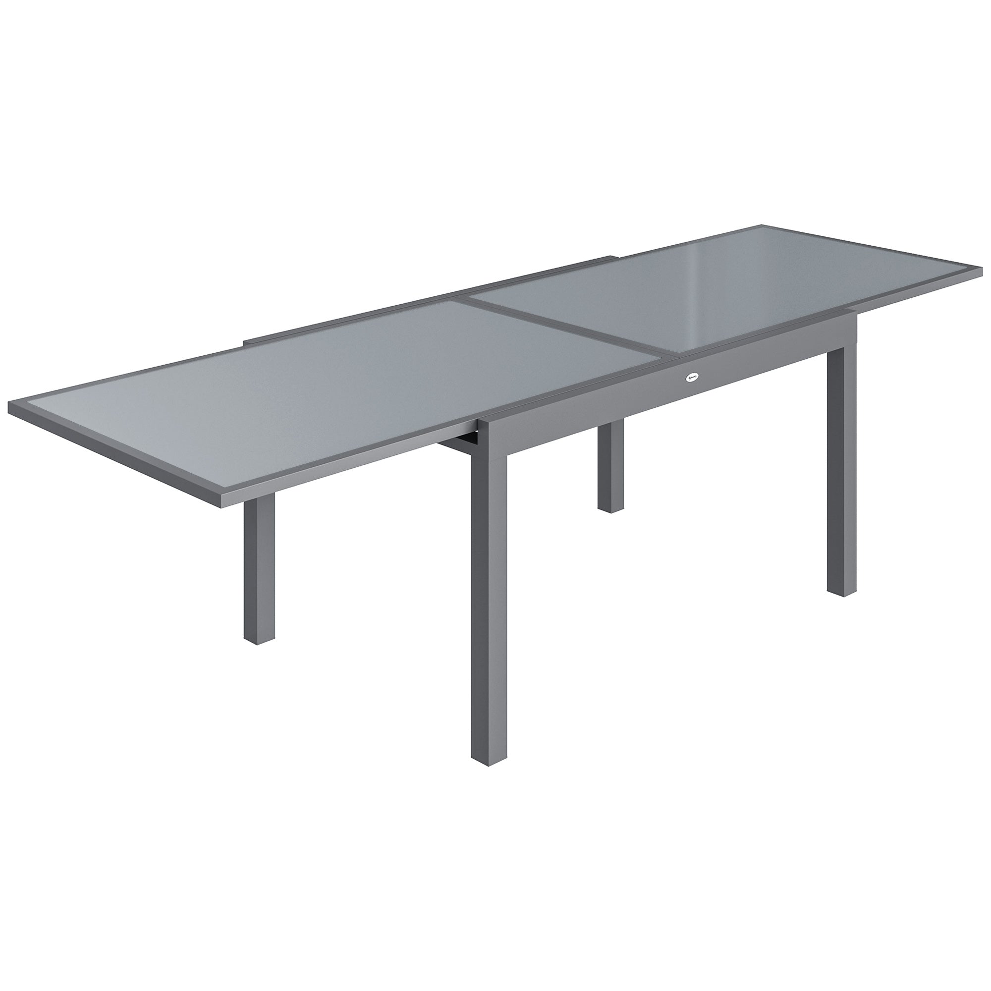 Outsunny Extending Garden Table for 6-10, Aluminium Outdoor Dining Table with Tempered Glass Top, Grey