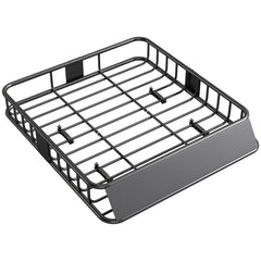 HOMCOM Universal Roof Rack Basket Tray, 90.7 kg Steel Car Rooftop Luggage Cargo Carrier Holder with Wind Fairing, Side Rails for SUVs, Pickups, Sedans, Off-Road Vehicles, 110.5 x 99.5 x 18.5 cm, Black