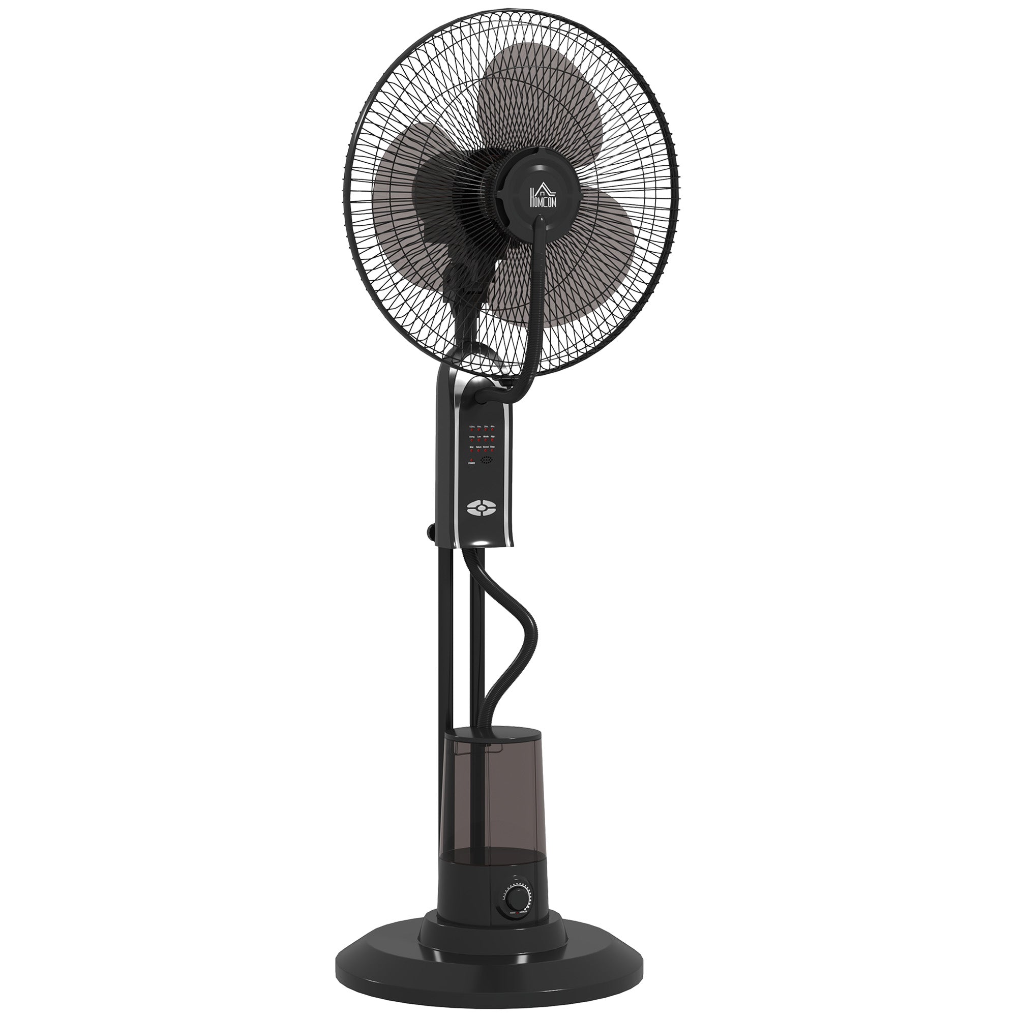 HOMCOM Pedestal Fan with Water Mist Spray, Spray Misting Fan with 70√Ç¬∞ Oscillation, Tilt Head, 3 Speeds, 3 Modes, Adjustable Mist, 3.2L Water Tank, for Home, 120 cm