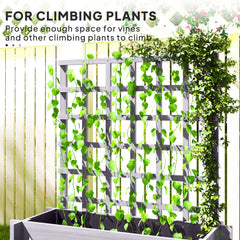 Outsunny 3 Tier Garden Planters with Trellis for Vine Climbing, Wooden Raised Beds, 95x95x110cm, Grey