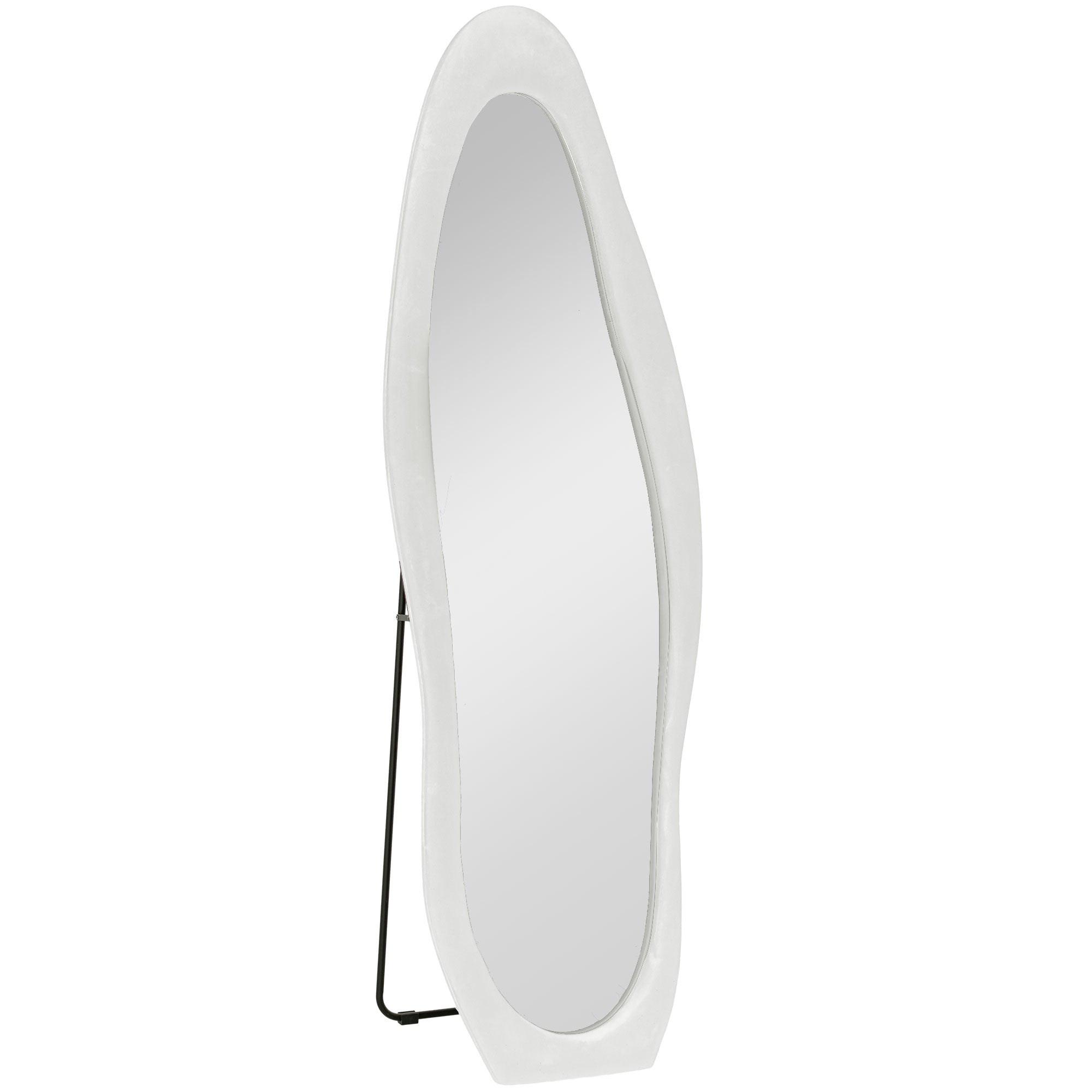 HOMCOM Wavy Velvet-Feel Full Length Mirror - White