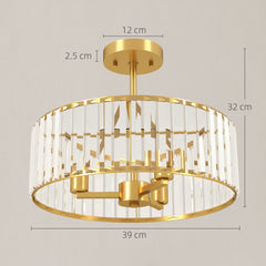 HOMCOM Crystal Ceiling Light Fixture, 39 cm Semi Flush Mount Modern Crystal Chandelier Ceiling Light for Living Room, Bedroom, Hallway, Dining Room, E14 Base 3-Lights, Bulbs Not Included, Gold Tone