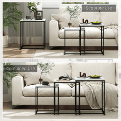 HOMCOM Three Nest of Tables, Marble Effect Finish