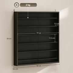HOMCOM Six Shelf Display Cabinet, with Glass Doors - Black