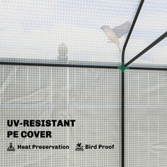 Outsunny Walk-in Greenhouse, Outdoor Tomato Greenhouse with Roll-up Door and Mesh Windows, PE Cover, 200 x 140 x 200cm, White