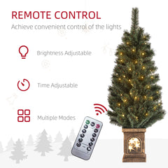 HOMCOM 4ft Artificial Christmas Tree with 80 Warm White LED Lights, 8 Modes and Remote, Realistic Xmas Tree with Square Stand for Party Decoration, Green