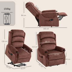 HOMCOM Power Lift Recliner with Vibration Massage and Heat, Lift Chair for Tall with Wood Grip, Pocket Spring, Brown