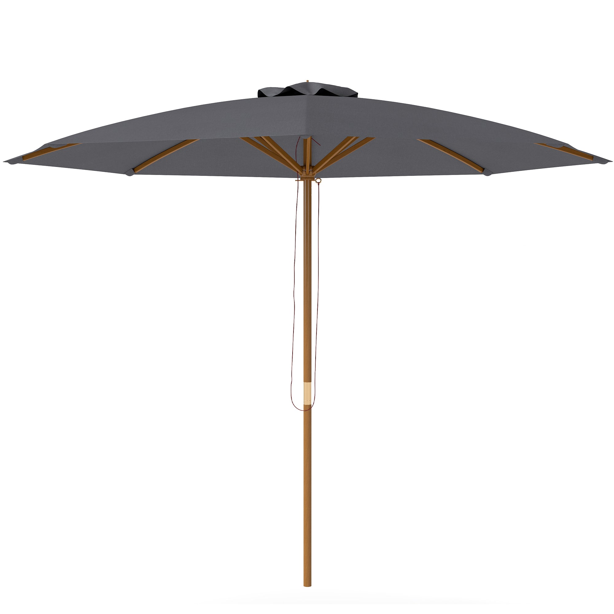 Outsunny 3m Wood Pole Parasol Umbrella - Grey