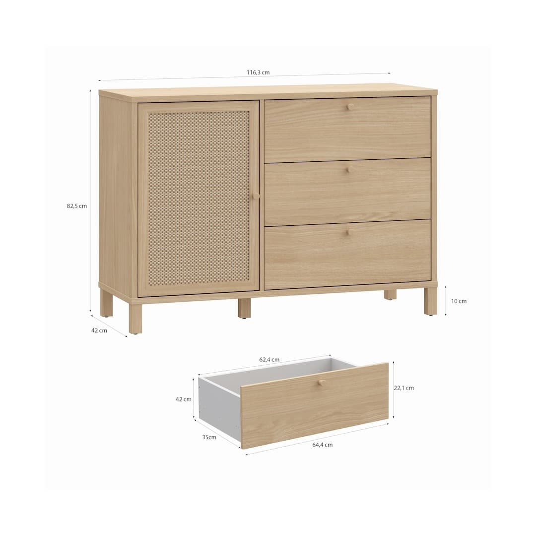 Skelbit Sideboard Cabinet 116cm in Oak Elegant, image 5
