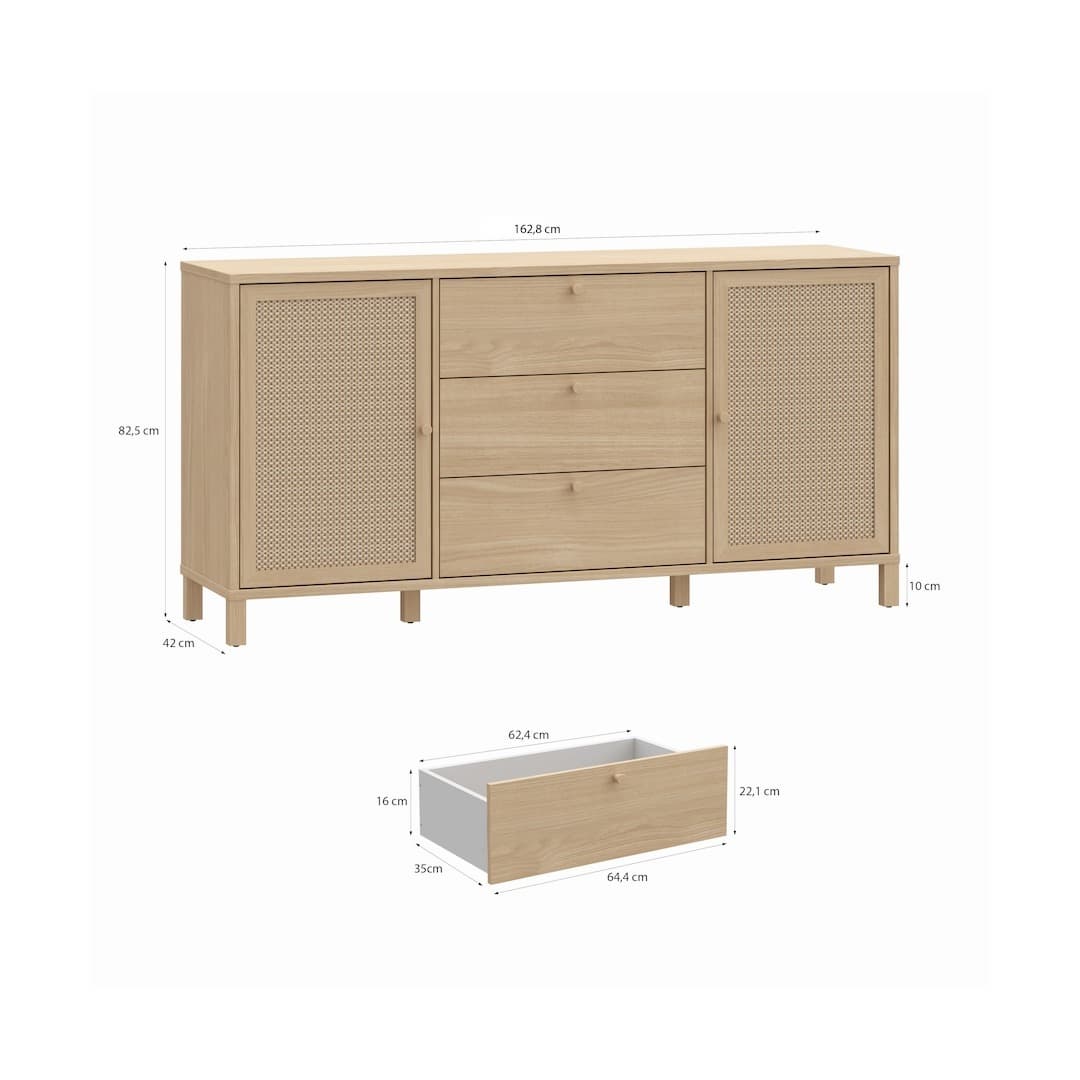 Skelbit Sideboard Cabinet 163cm in Oak Elegant, image 5