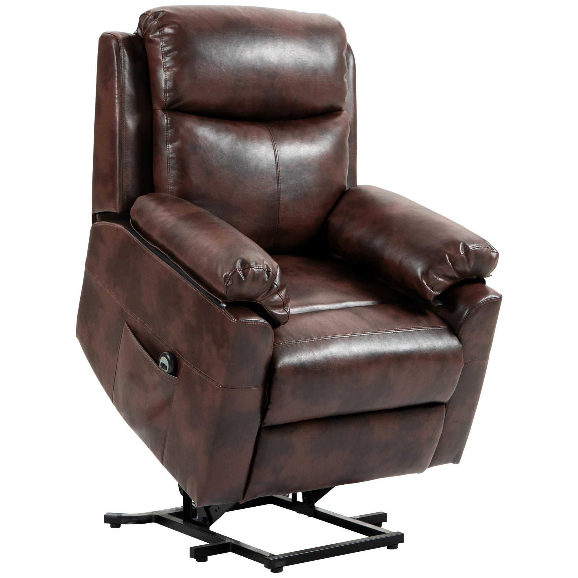 HOMCOM Faux Leather 70√Ç¬∞ Electric Riser Recliner Chair, Dark Brown