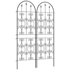 Outsunny Set of 2 Metal Garden Trellis, Decorative Trellis Panels for Climbing Outdoor Plants, Vegetables, Vines, Flowers, 150 x 50 cm, Scrollwork Design