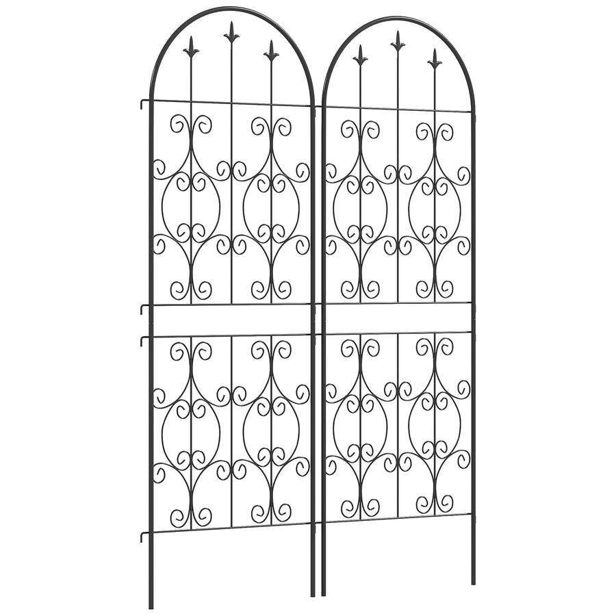 Outsunny Set of 2 Metal Garden Trellis, Decorative Trellis Panels for Climbing Outdoor Plants, Vegetables, Vines, Flowers, 150 x 50 cm, Scrollwork Design