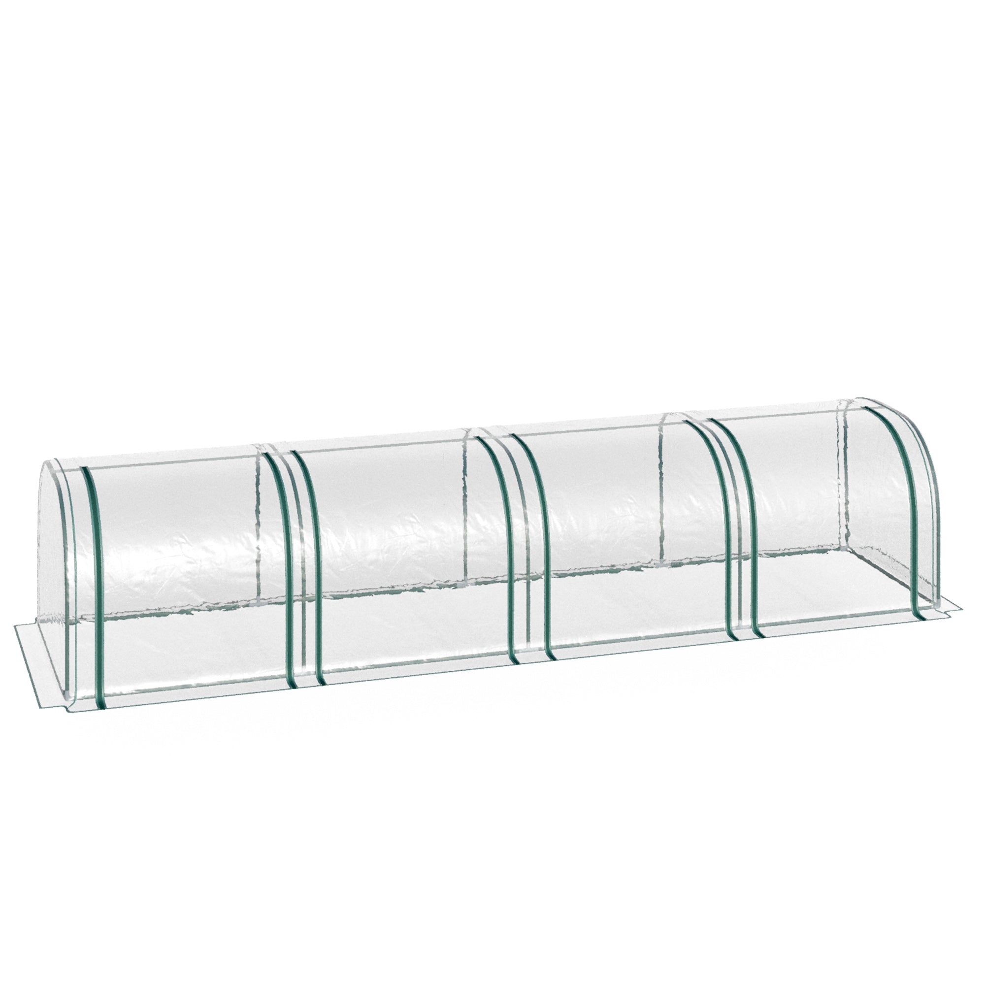 Outsunny PVC Tunnel Greenhouse Green Grow House Steel Frame for Garden Backyard with Zipper Doors 395 x 100 x 80cm, Clear