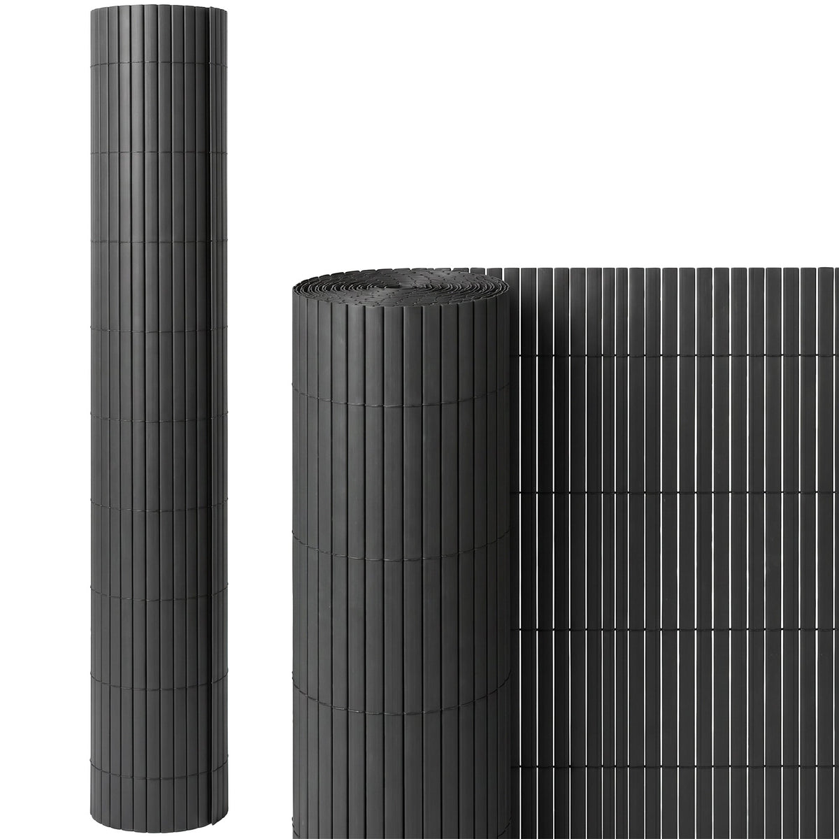 Outsunny 2Pcs Plastic Privacy Screening Fence, 1m x 5 m Waterproof Windbreak Fence, Dark Grey