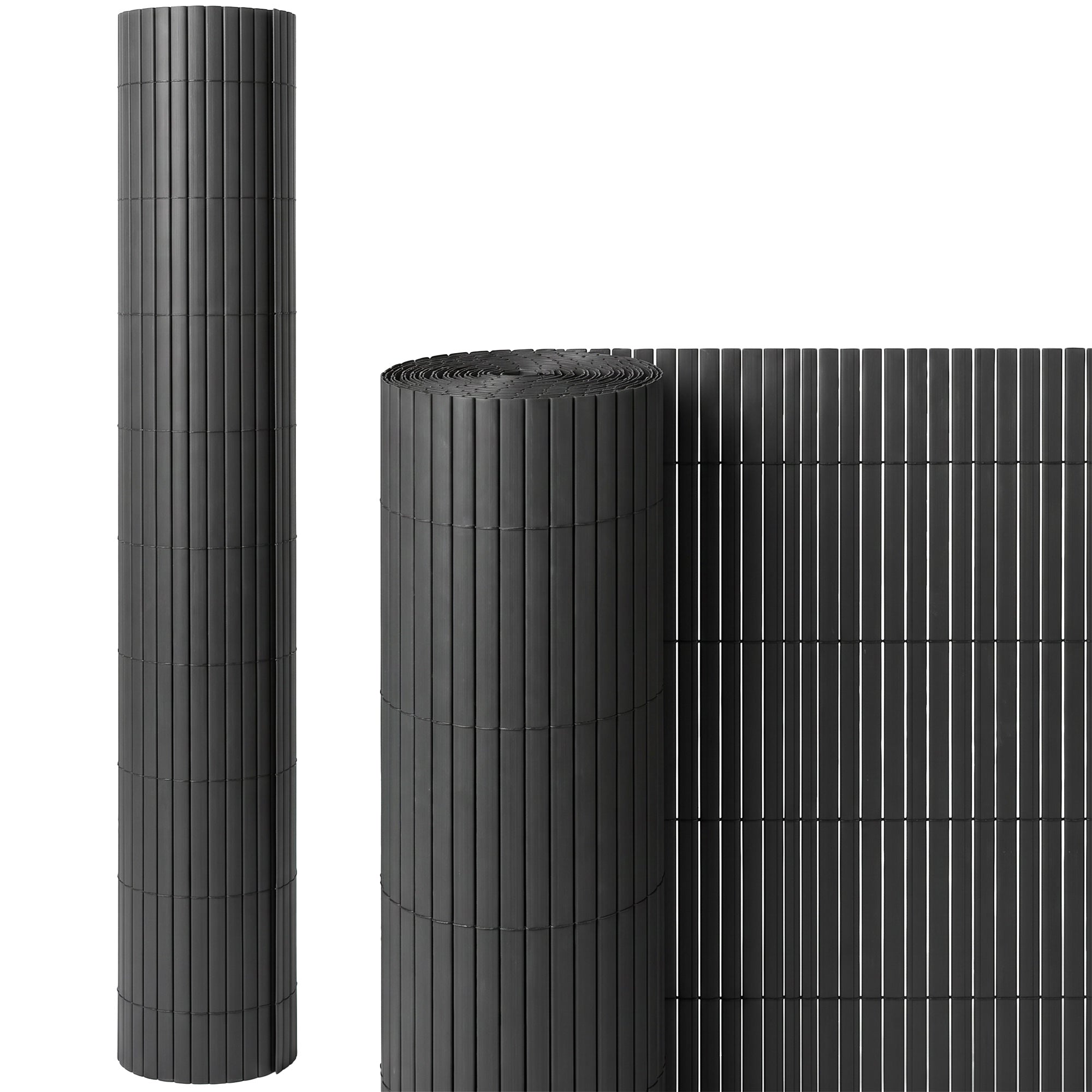 Outsunny 2Pcs Plastic Privacy Screening Fence, 1m x 5 m Waterproof Windbreak Fence, Dark Grey