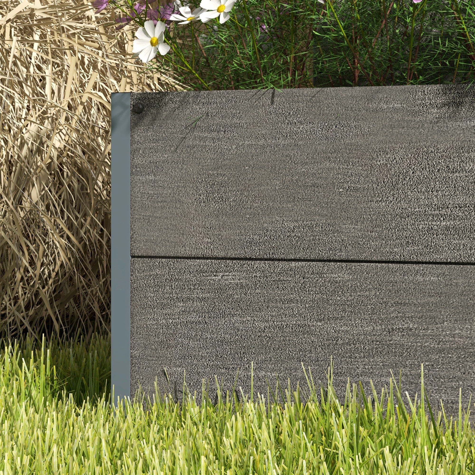 Outsunny 34 x 69.5cm Garden Planter Box, with Back Trellis, Grey