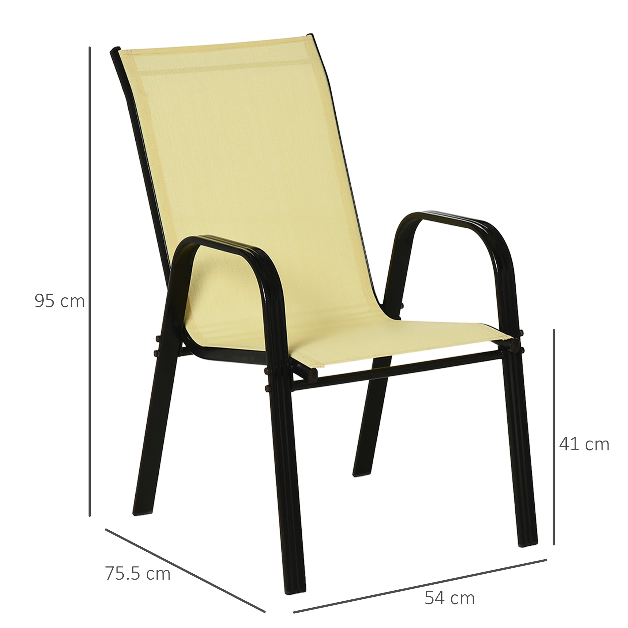 Outsunny Set of Four Stackable Mesh Seat Chairs - Beige