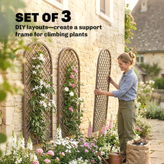 Outsunny Garden Trellis, Decorative Trellis Panels for Climbing Outdoor Plants, Vegetables, Vines, Flowers, Natural Wood Finish