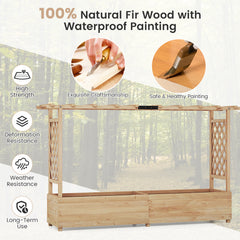 Raised Garden Bed with 2-Sided Trellis and Hanging Roof-Natural