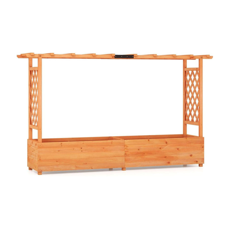 Raised Garden Bed with 2-Sided Trellis and Hanging Roof-Orange