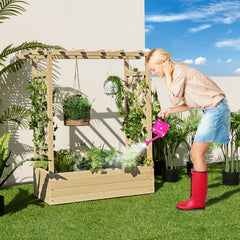 Raised Garden Bed with Arch Trellis-Natural