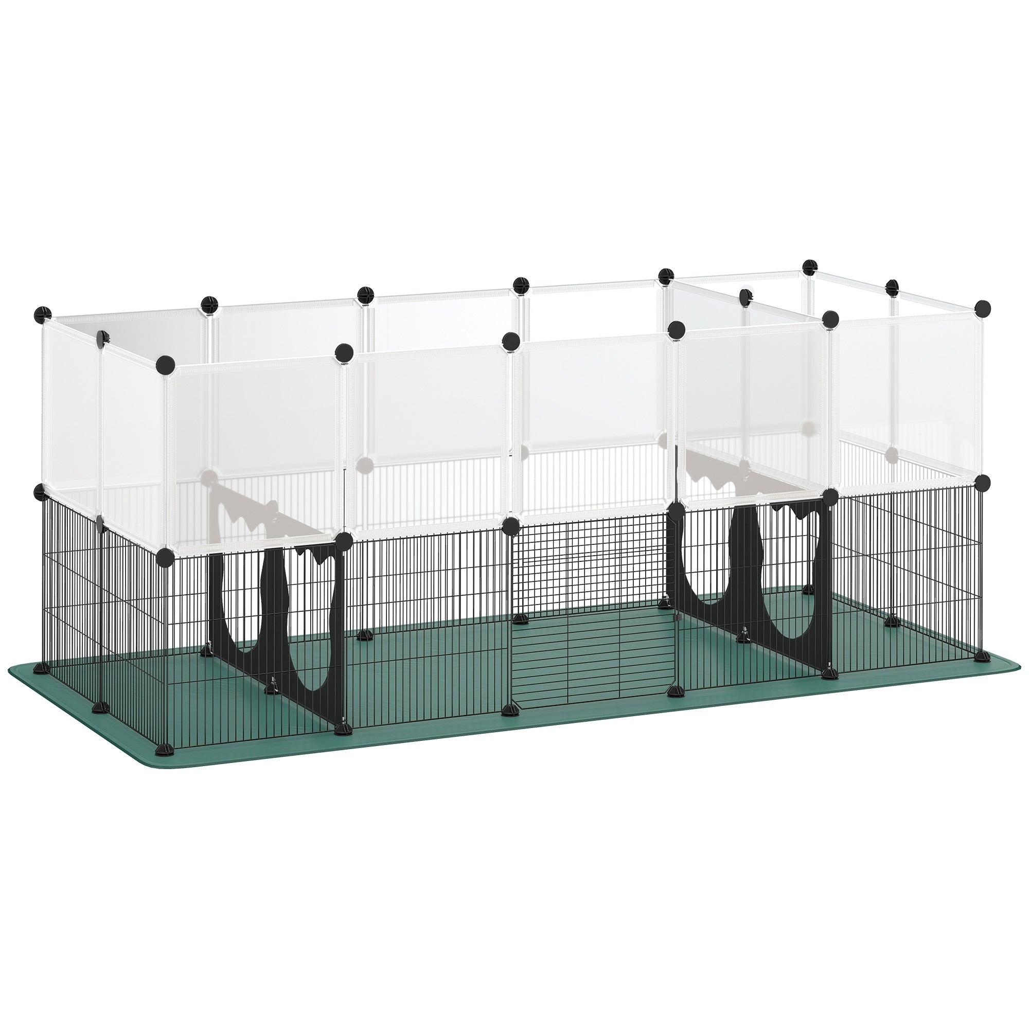 PawHut Pet Playpen with Waterproof Mat, DIY Small Animal Enclosure 34 Panels, Indoor/Outdoor Metal Pet Fence for Guinea Pigs