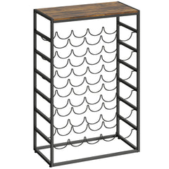 HOMCOM 30 Bottles Wine Rack, 6 Tier Free Standing Wine Storage Holder with Wood Effect Tabletop, Rustic Brown