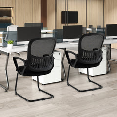 Reception Chairs Set of 2 with Breathable Mesh Back-Black