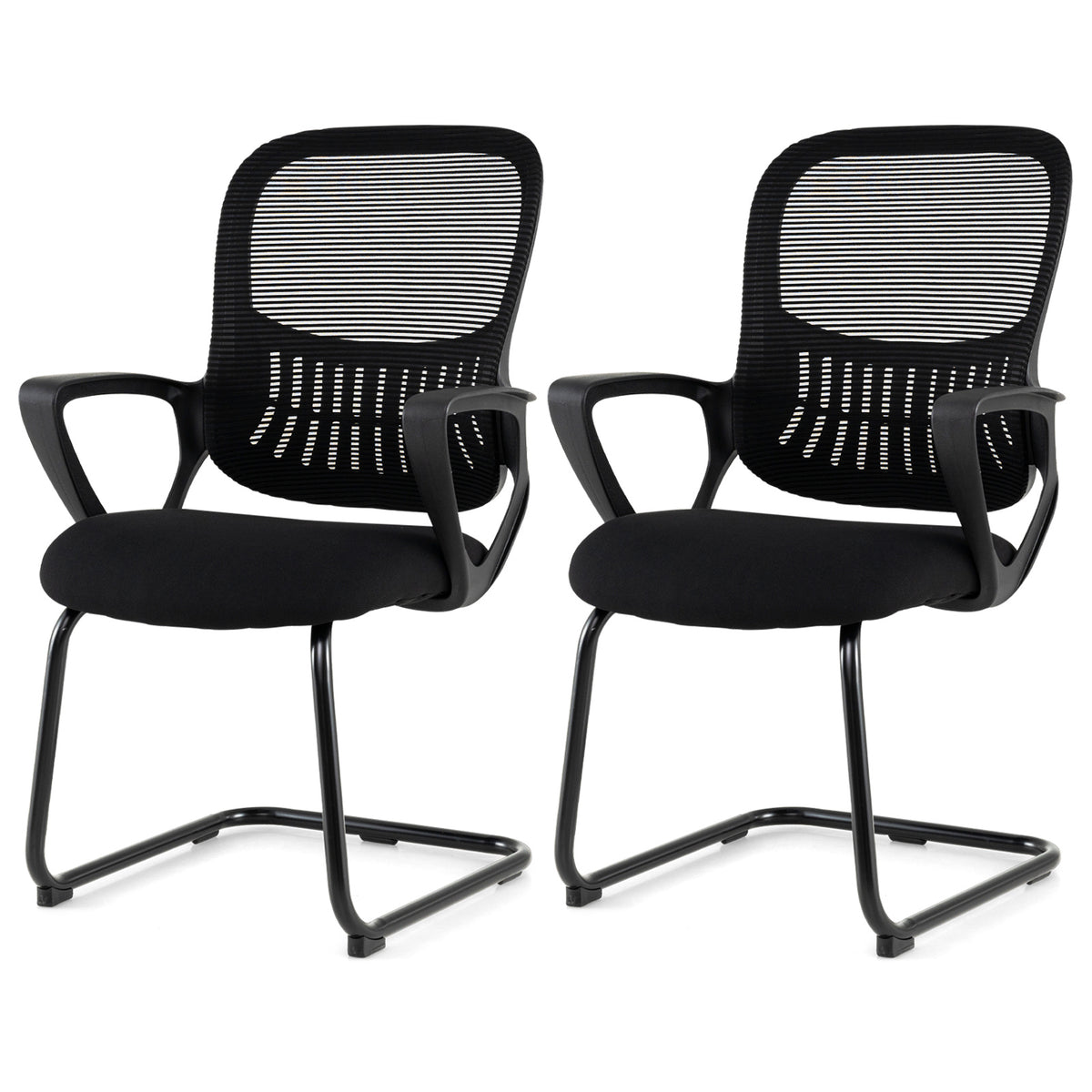 Reception Chairs Set of 2 with Breathable Mesh Back-Black
