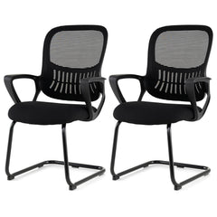 Reception Chairs Set of 2 with Breathable Mesh Back-Black