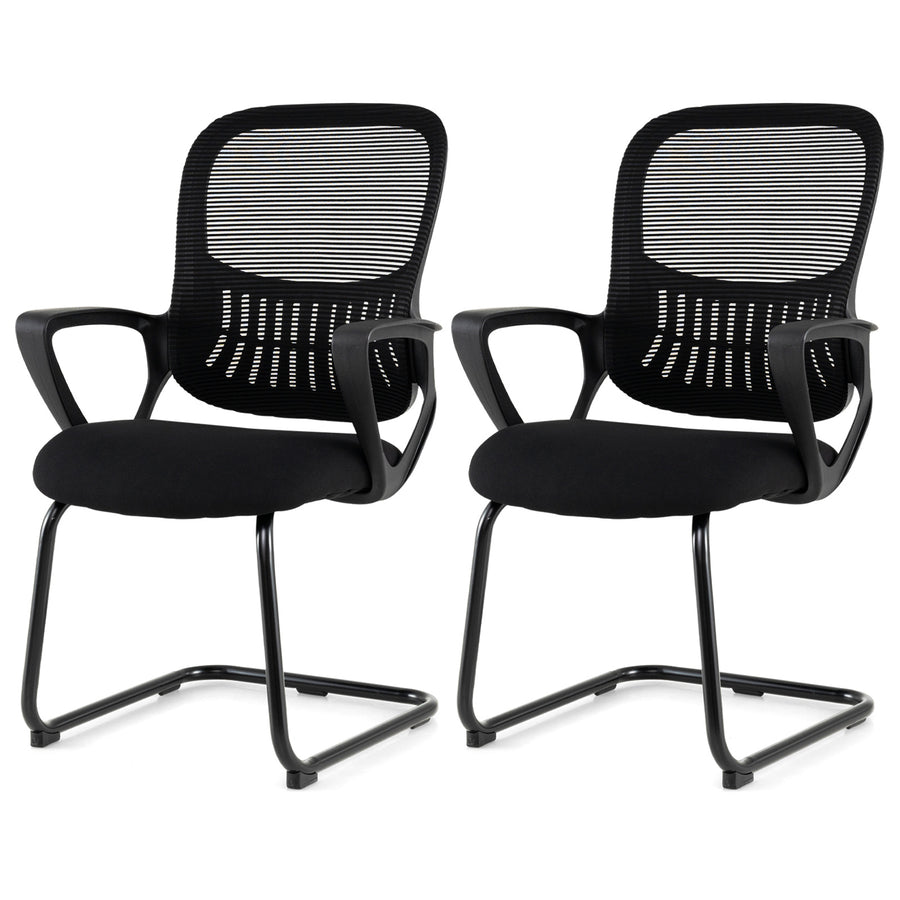 Reception Chairs Set of 2 with Breathable Mesh Back-Black