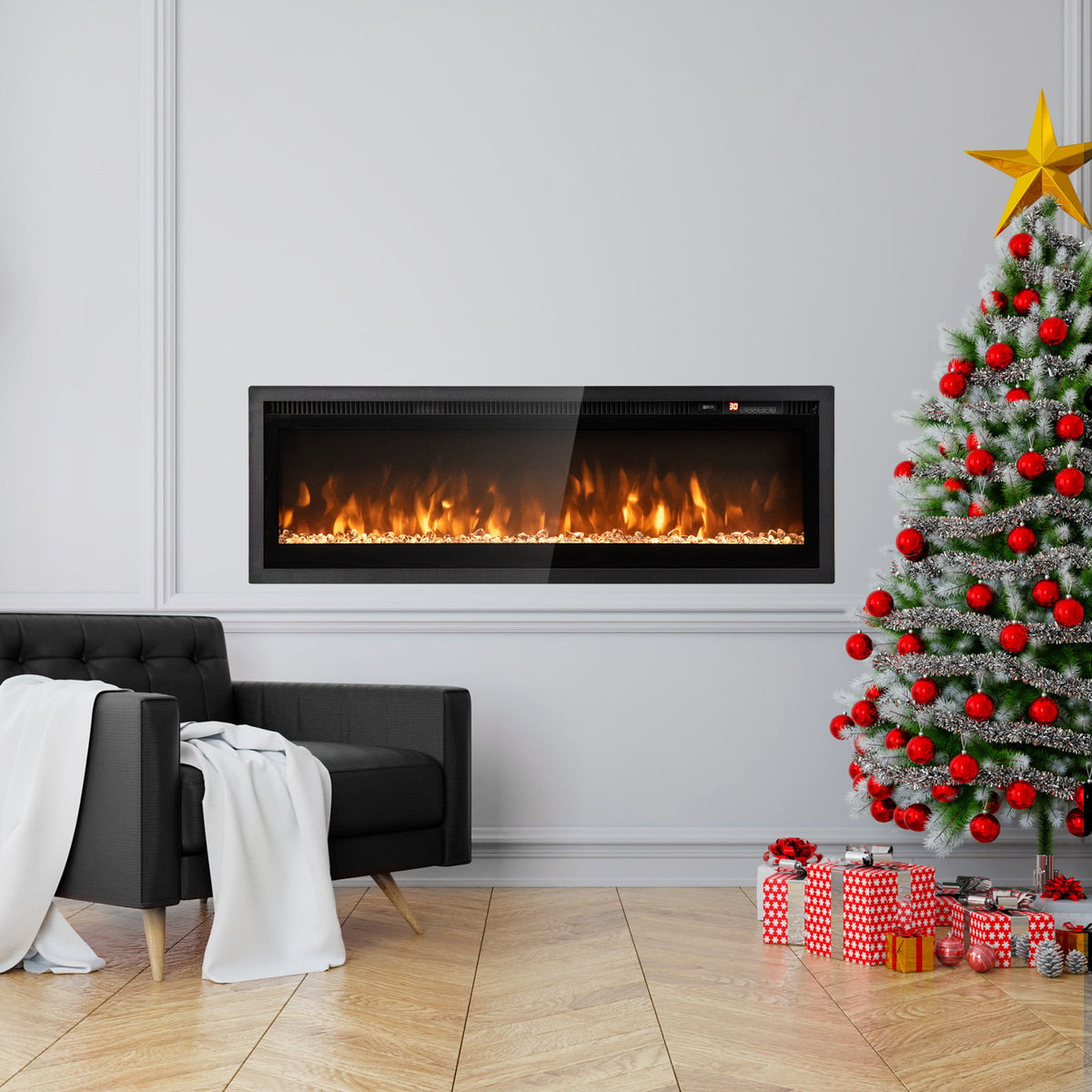 102/127 cm Wall Mounted Recessed Freestanding Electric Fireplace, image 2