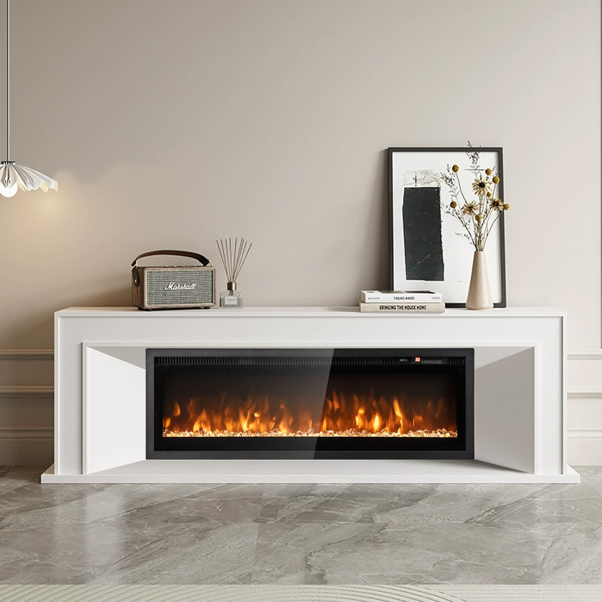 102/127 cm Wall Mounted Recessed Freestanding Electric Fireplace, image 3