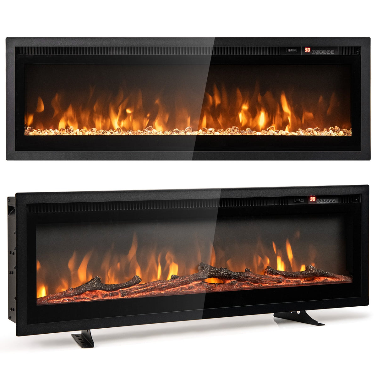 102/127 cm Wall Mounted Recessed Freestanding Electric Fireplace
